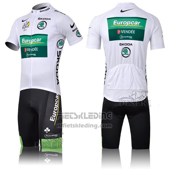 2011 Fietskleding Europcar Lider Groen en Wit Korte Mouwen en Koersbroek